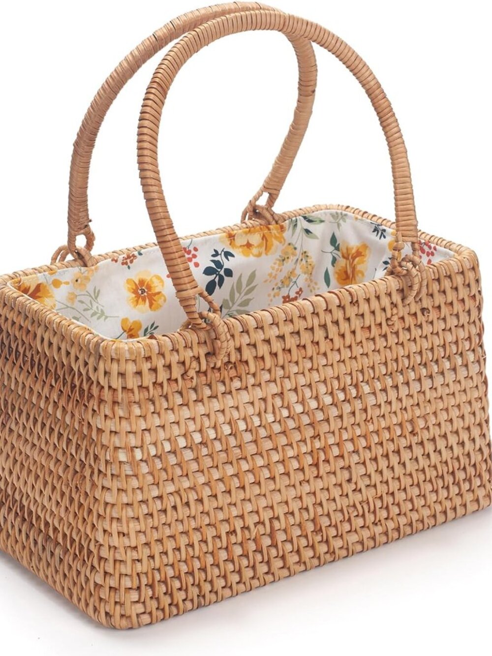 Small Rattan Handbag for Women, Wicker Basket Purse, Handwoven Summer Beach Bag